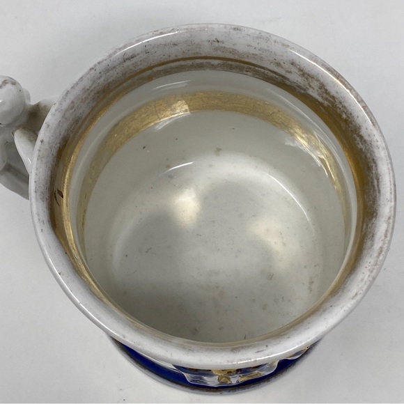 Antique Gilt Embossed "Present" Shaving Mug Occupational Angel Cherub Handle VTG - Picture 12 of 12